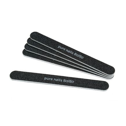 Purenails Black Foam Straight Files 80/80 grit - Pack of 5