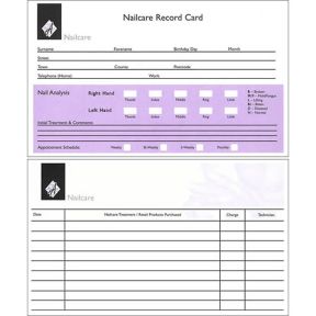 Agenda Nail Record Cards x100